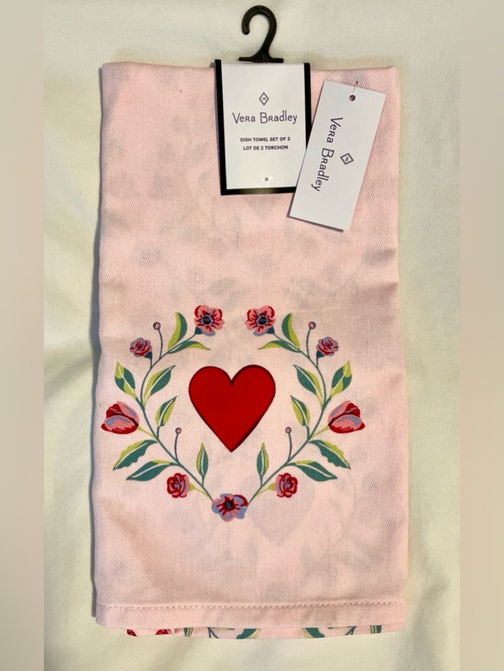 *NEW* Vera Bradley Imperial Hearts Kitchen Tea Towel Set - 100% Cotton - Hearts
